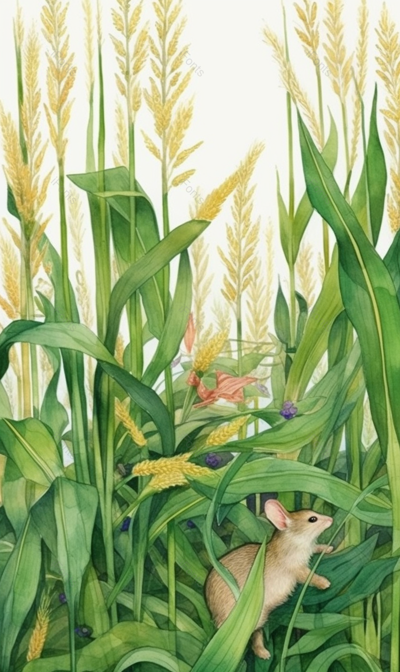 麦田里偷吃庄家老鼠水彩插画,插画/手绘图,插画/手绘图库,插画/手绘图下载,插画/手绘
